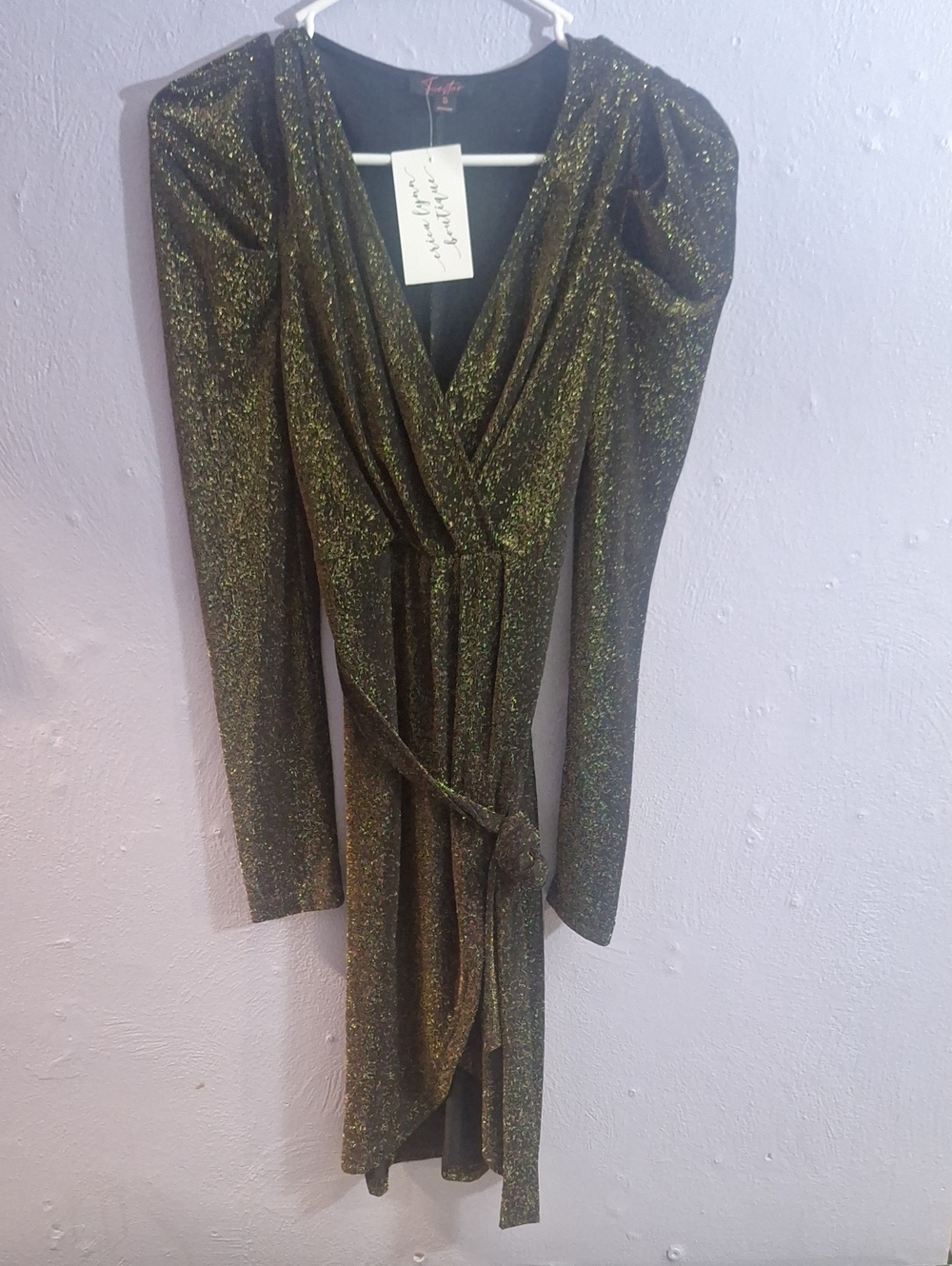 NWT Fiestar Black & Gold Sparkle Dress Size Small